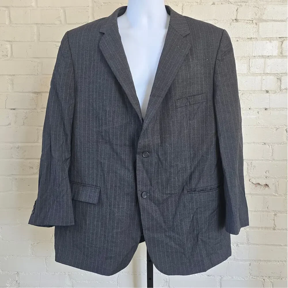 Joseph & Feiss International 100% Wool Charcoal Pinstripe Suit Jacket Blazer